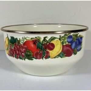 Vitroceramic Induction‎ Enamel Nesting Bowl Fruit Bowl Design "Eden" 7.25 Inches